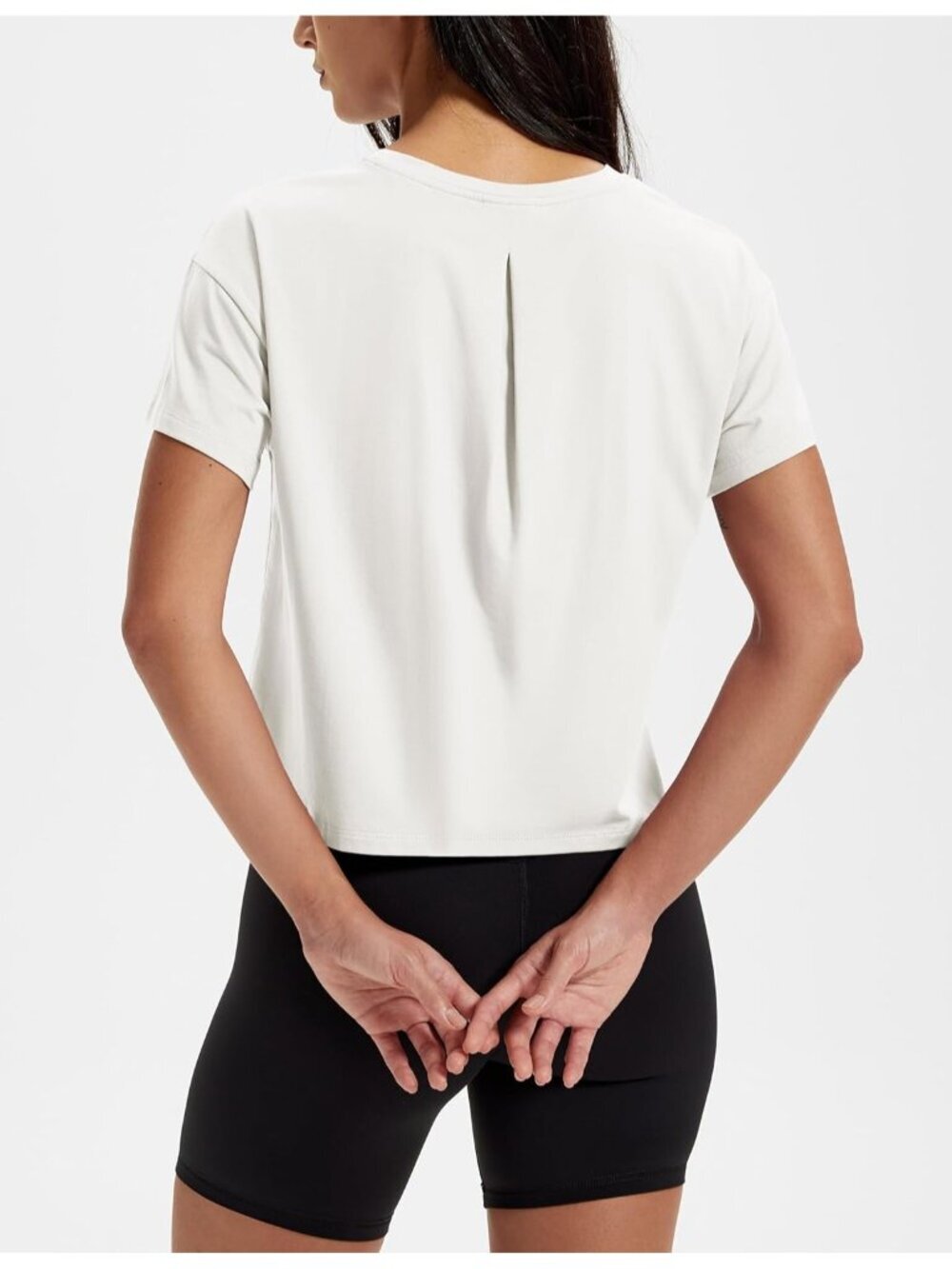 〽️Women's White Short Sleeve Cotton Athletic Crewneck Casual Loose Crop Tops